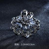 头发夹子抓夹韩国小号发夹后脑勺刘海发抓优雅气质水钻镶钻头饰品 牡丹灰