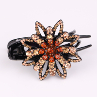 抓夹大号盘头发卡优雅发夹后脑勺横夹水钻头饰三齿夹子韩国发饰女 香槟色