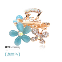 韩国小发夹抓夹饰品水钻小号刘海夹蝴蝶发抓顶夹头发夹子头饰卡子 款式一2139湖兰
