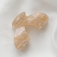 韩国ins大码盘头发抓夹 法式气质大号豹纹鲨鱼夹洗澡发夹子后脑勺 1、金丝花纹 米黄