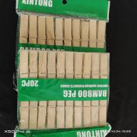 天然竹夹子晾晒衣夹菜单夹相片夹子防风竹木夹子袜子夹刻字竹夹 西瓜红小号竹夹