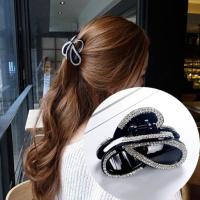 夹子头饰发夹成人优雅韩版洗澡抓夹中号发抓马尾夹简约水钻卡子 黑色