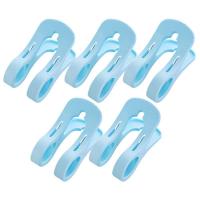 10个装被子夹子大号防风夹家用强力塑料凉衣夹晒衣夹大夹子棉被夹 5个装蓝色