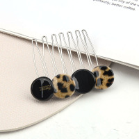 亚克力发梳豹纹倒插梳发卡子发夹子刘海梳发插头饰品发饰韩国成人 黄豹纹+黑色