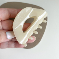 韩国东大门发饰半圆豹纹醋酸板材发夹后脑勺简约抓夹气质冷淡夹子 乳白色