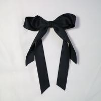 韩国chic复古慵懒风写真超仙少女心蝴蝶结双飘带发夹顶夹马尾夹子 黑色鸭嘴夹