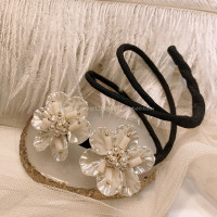 日韩花朵盘发神器女丸子头怎么扎盘头发懒人蓬松头花饰品韩国发饰 白系单层花瓣