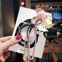 花朵盘发器丸子头韩式头饰发型蓬松花苞头饰品懒人绑头发神器女 10#粉黄二朵