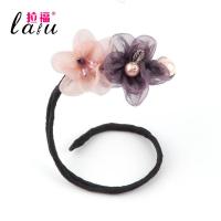 丸子头盘发器懒人编发造型百变蓬松花苞头扎头发饰韩国头饰发带女 浅粉撞优雅紫