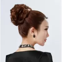 假发丸子花苞头仿真假发发圈盘发花苞头发包新娘卷直发包蓬松假发 黑色
