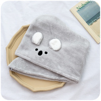 ins干发帽女可爱吸水速干神器韩国儿童擦头发长发加厚包头巾洗澡 灰色-兔子耳朵