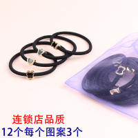 头绳2021年新款发饰女韩国发圈简约扎头发皮筋少女爱心四叶草发绳 沙袋装#12个(每个图案3个