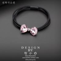 发圈成人水晶头绳蝴蝶结发饰韩国简约百搭扎头发皮筋发绳头饰品 粉色