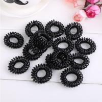 幼儿园弹簧扎头发绳浴室更衣柜钥匙扣皮筋大号电话线挂牌手环发圈 2cm小号黑色10个装