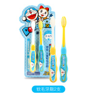 哆啦A梦儿童牙刷牙膏套装3-6-12岁男孩女孩软毛牙刷健齿牙膏 软毛牙刷2支
