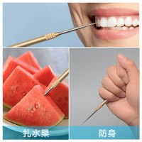 牙签不锈钢随身剔牙神器多功能水果签钛合金牙签密尖头防身便携式