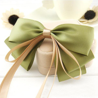 猫小贱蝴蝶结发夹后脑勺女韩版鸭嘴夹简约百搭发饰马尾弹簧夹发卡 1#军绿色弹簧夹