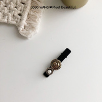 古典丝绒欧式蝴蝶结珍珠一字夹少女刘海夹韩国鸭嘴夹边夹发卡发饰 简约钱币