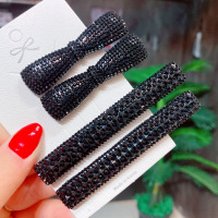 韩国韩版黑色发夹带钻边夹一字夹鸭嘴夹刘海夹碎发夹对夹头饰发饰 粗款★小领结、大一字