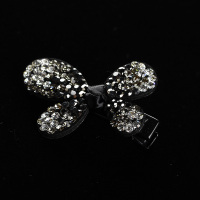 蝴蝶结发饰韩国水晶水钻边夹发卡顶夹压发发夹头饰品鸭嘴夹刘海夹 黑灰色