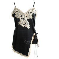 新款性感宫廷风私房睡衣女火辣开叉蕾丝诱惑情趣冰丝吊带睡裙夏季 黑色睡裙+T裤 M【80-100斤】