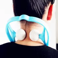 手动颈椎按摩器手持迷你夹脖子颈椎按摩器颈部按摩仪 蓝色