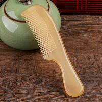 黄牛角梳子精品加厚天然檀木檀香木大长发按摩脱发男女专用防 牛角梳圆柄加厚16cm