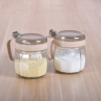 厨房调味罐调料盒玻璃家用2件套调料罐子组合装调味品罐盐罐油壶 卡其色2只调味罐