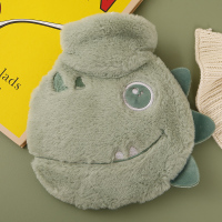 可爱卡通毛绒热水袋注水暖手宝随身小号学生便携灌水暖肚子暖水袋 绿色-恐龙