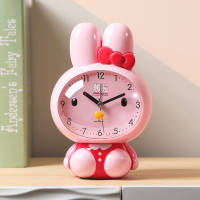 儿童闹钟学生用卡通会说话男孩闹铃表女孩起床神器2021智能新款小 粉色兔子 2节5号电池 6英寸