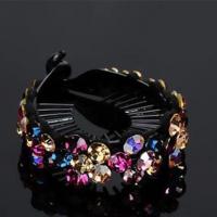 丸子头发饰韩国头饰成人水钻花苞头盘发减龄神器发卡发箍头花扭夹 梅花七彩[1个]