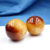 西藏金丝牦牛角手玩球一对实心保健身球把件按摩穴位盘手握球解压 红花牛角一对无盒