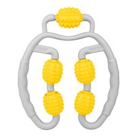 升级款环形夹腿部按摩器消除型肌肉放松器轮小腿按摩滚轮瘦腿神器 升级款-灰黄