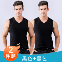 无痕保暖背心男士加绒加厚紧身发热打底德绒无袖内穿棉马甲秋冬季 两件黑色 A001双面保暖背心 M 85-105斤