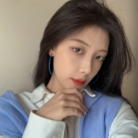 日韩耳环气质蓝色大耳圈圈女2021年新款潮超仙显瘦脸无耳洞耳夹女 [65]蓝色大圈 银针