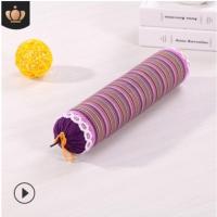 多功能艾叶草枕头颈椎曲度变直修复矫正助睡眠觉脊椎专用艾灸枕 8cm紫色·单圆柱枕