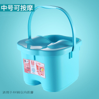 可折叠泡脚桶过小腿洗脚盆家用足浴桶成人泡脚盆寝室折叠桶洗脚桶 蓝色中号[无折叠带盖]鹅卵石按摩底 (儿童44码适用)