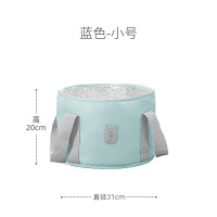 便携式可折叠泡脚袋家用足浴盆旅行神器过膝过小腿保温洗脚桶高深 蓝色小号[46码内]