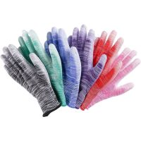 涂胶手套薄款耐用涂指涂掌手套耐磨工地劳保男女手套防滑防静电 涂掌手套(M码) 12双红色