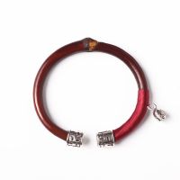 [正在热卖]正宗西藏野生鸡血藤手镯文艺饰品天然藤木镯子情侣款 有节小鱼儿(酒红) 75-95斤