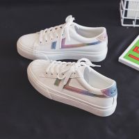 镂空网面松紧带小熊帆布鞋女夏透气小白鞋女2021新款学生懒人板鞋 白七彩 35 标准码