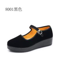 春夏广场舞蹈鞋超轻聚氨酯休闲跳舞女鞋四季妈妈鞋中跟老北京布鞋 8001黑色 35
