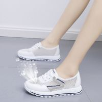 夏季薄款网鞋女透气镂空网面防滑小白鞋夏天配裙子星星学生女鞋 白蓝 35
