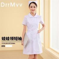 护士服长袖女冬装修身白大褂短袖夏季粉色娃娃领圆领工作制服套装 白色娃娃领(短袖) S