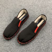 手工刺绣老北京布鞋男精神小伙帆布鞋西山社会鞋情侣休闲豆豆鞋子 黑色 红与黑（男士偏小） 36