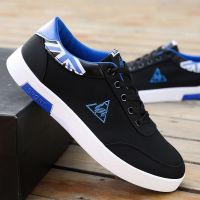 帆布鞋男夏季透气老北京布鞋韩版潮流百搭板鞋懒人小白鞋休闲潮鞋 8608黑蓝 39