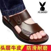 凉鞋男士夏季2021新款拖鞋防滑两用软底透气休闲真皮沙滩鞋男牛皮 棕色1808人气款 [37-47] 38 [头层牛皮]