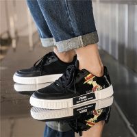 aj男鞋夏季透气空军一号高帮帆布鞋休闲板鞋青少年初中学生潮鞋 CN08黑色 35