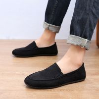 春季透气男鞋北京老帆布鞋男韩版鞋子休闲鞋套脚驾车懒人鞋男布鞋 15A黑色 38