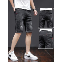 wsng 2021新款夏季短裤韩版潮流破洞牛仔裤男休闲百搭宽松直筒五分裤薄款